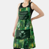 グリーン抽象芸術-モダンモノクロキッチン エプロン (インサイチュ)