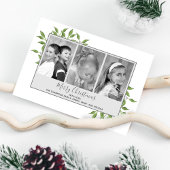 グリーン数々のフォトメリークリスマスグリーン シーズンカード