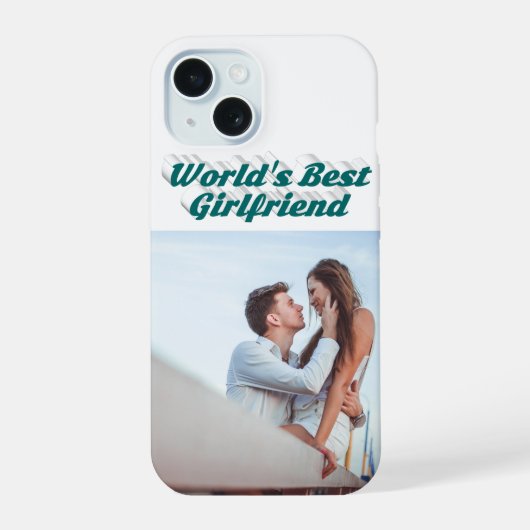 グリーン文字のガールフレンド写真 iPhone 15ケース (裏面)