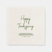 グリーン文字のハッピーサンクスギビングパーティー スタンダードカクテルナプキン (正面)