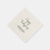 グリーン文字のハッピーサンクスギビングパーティー スタンダードカクテルナプキン (角)