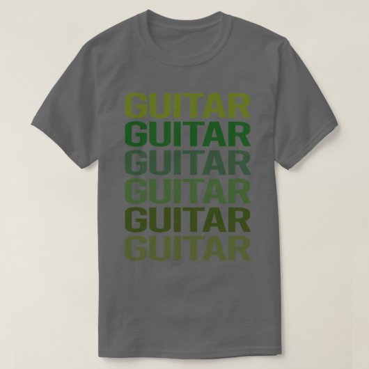 グリーン文字ギターギタリスト Tシャツ (デザイン正面)