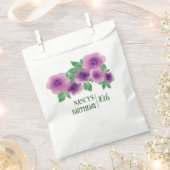 グリーン文字水彩紫バラ16誕生日 フェイバーバッグ (クリップ留めされた状態)