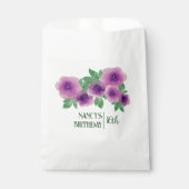 グリーン文字水彩紫バラ16誕生日 フェイバーバッグ (正面)