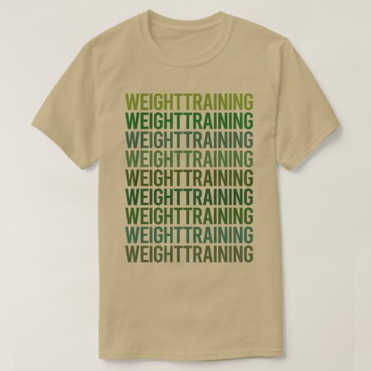 グリーン文字重量訓練 Tシャツ (デザイン正面)