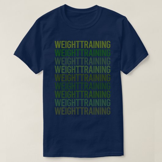 グリーン文字重量訓練 Tシャツ (デザイン正面)