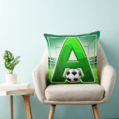 ⚽ グリーン文字Aサッカーロゴスタジアムゴールスポーツ クッション (椅子)