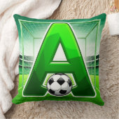 ⚽ グリーン文字Aサッカーロゴスタジアムゴールスポーツ クッション (ブランケット)