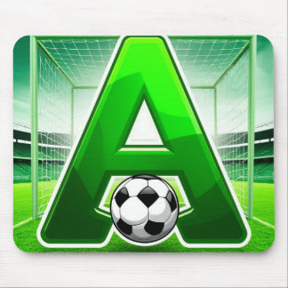 ⚽ グリーン文字Aサッカーロゴスタジアムゴールスポーツ マウスパッド