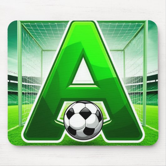 ⚽ グリーン文字Aサッカーロゴスタジアムゴールスポーツ マウスパッド (正面)