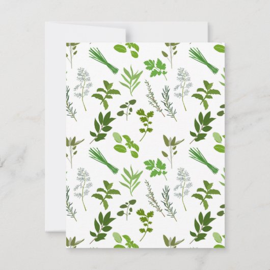 グリーン料理料理ガーデンハーブ名前をカスタムする ノートカード (裏面)