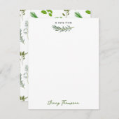 グリーン料理料理ガーデンハーブ名前をカスタムする ノートカード (正面/裏面)