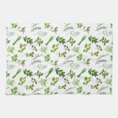 グリーン料理料理ガーデンハーブ料理 キッチンタオル (横)
