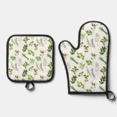 グリーン料理料理ガーデンハーブ料理 鍋つかみ&鍋敷きセット (正面)