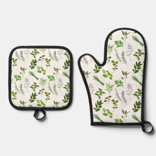 グリーン料理料理ガーデンハーブ料理 鍋つかみ&鍋敷きセット (正面)