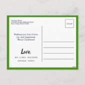 グリーン新婚第1回クリスマスフォトスノーフレーク シーズンポストカード (裏面)