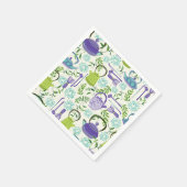 グリーン日本のティーポットデザイン スタンダードカクテルナプキン (角)