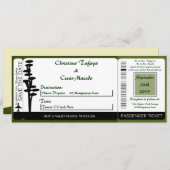 グリーン日本のハイボーディングパス結婚式招待状 招待状 (正面/裏面)