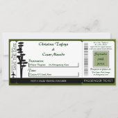 グリーン日本のハイボーディングパス結婚式招待状 招待状 (正面)