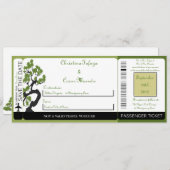 グリーン日本のボーディングパス結婚式招待状 招待状 (正面/裏面)