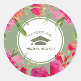 グリーン明るい赤紫色フローラカスタム卒業 ラウンドシール