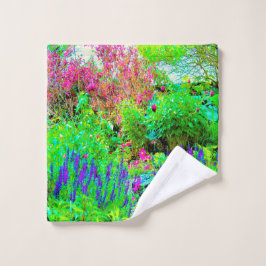グリーン春ガーデンランドスケープと牡丹 ウォッシュタオル