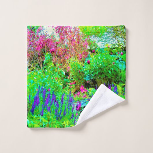グリーン春ガーデンランドスケープと牡丹 ウォッシュタオル (ウォッシュタオル)