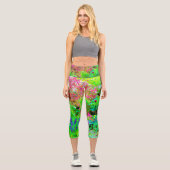 グリーン春ガーデンランドスケープと牡丹 カプリレギンス (正面)