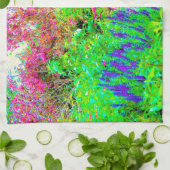 グリーン春ガーデンランドスケープと牡丹 キッチンタオル (折り畳み)