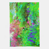 グリーン春ガーデンランドスケープと牡丹 キッチンタオル (縦)