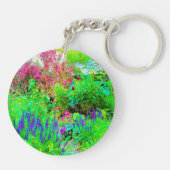 グリーン春ガーデンランドスケープと牡丹 キーホルダー (裏面)