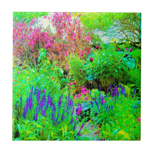 グリーン春ガーデンランドスケープと牡丹 タイル (正面)