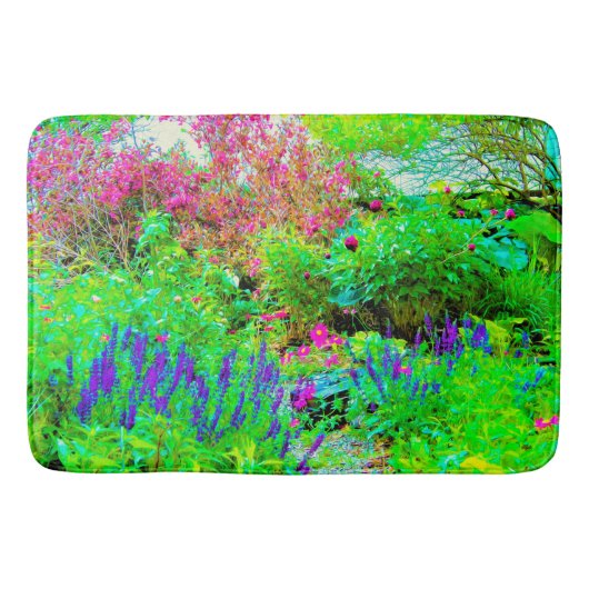 グリーン春ガーデンランドスケープと牡丹 バスマット (正面)
