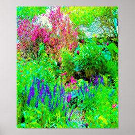 グリーン春ガーデンランドスケープと牡丹 ポスター