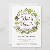 グリーン春フローラリースベビーシャワー 招待状 (正面)
