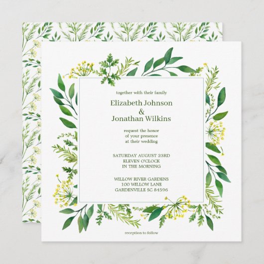 グリーン春植物薬草 招待状 (正面/裏面)