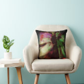 グリーン暗い赤紫色ベージュろうけつ染め様抽象芸術フラワーアート クッション (椅子)