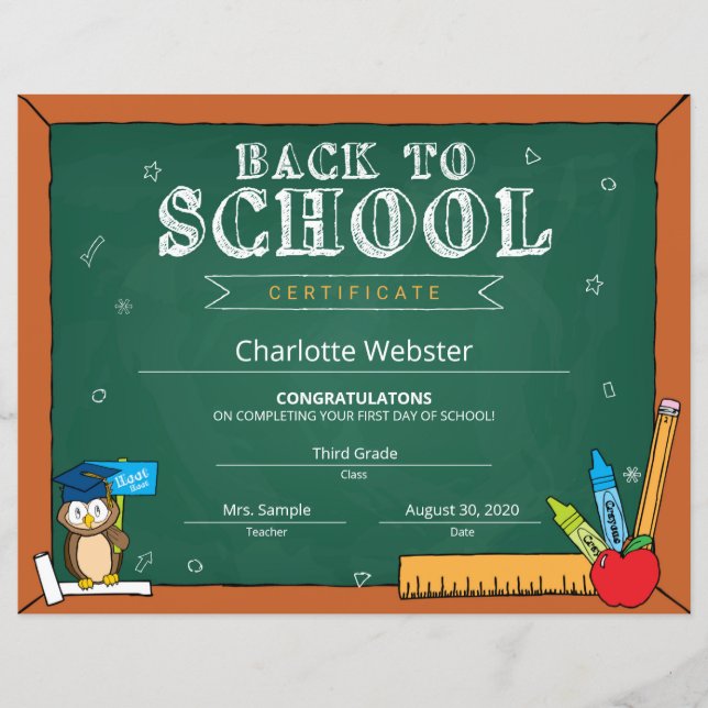 グリーン最初の日の就学前サイン新学期 (正面)