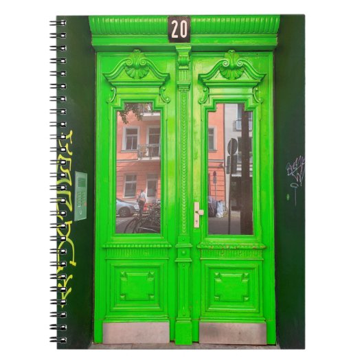 グリーン木製ガラス扉 ノートブック (正面)