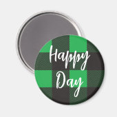 グリーン格子模様ハッピーデー マグネット (正面/裏面)