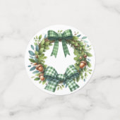 グリーン格子模様秋秋をテーマにしたアイテム コンフェッティ (スモール正面)