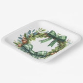 グリーン格子模様秋秋をテーマにしたアイテム ペーパープレート (傾斜あり)