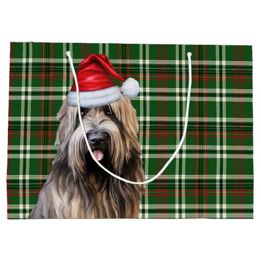 グリーン格子毛の毛の羊飼い犬の恋人の休日 ラージペーパーバッグ (裏面)