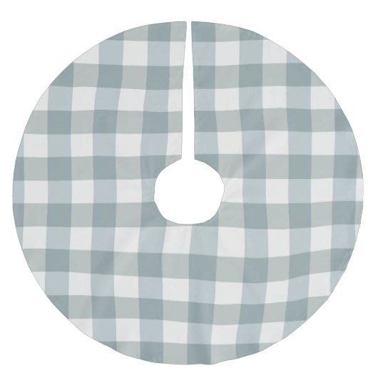 グリーン格子状ギンガムカントリーファームハウスシンプル ブラッシュドポリエステルツリースカート (正面)