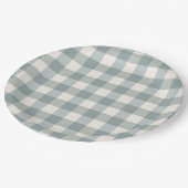 グリーン格子状ギンガムカントリーファームハウスシンプル ペーパープレート (アングル)