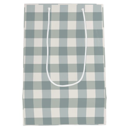グリーン格子状ギンガムカントリーファームハウスシンプル ミディアムペーパーバッグ (裏面)