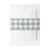 グリーン格子状ギンガムベビータイポグラフィシンプル 招待状ベリーバンド (正面例)