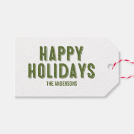 グリーン格子状クリスマスハッピーホリデーズギフトラベル ギフトタグ