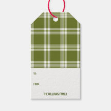 グリーン格子状クリスマスホリデーギフトラベル