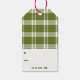 グリーン格子状クリスマスホリデーギフトラベル ギフトタグ
